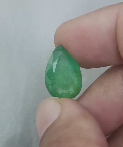 10.83ct Pear Cut Zambian Emerald, 100% Natural Earth Mined Gemstone