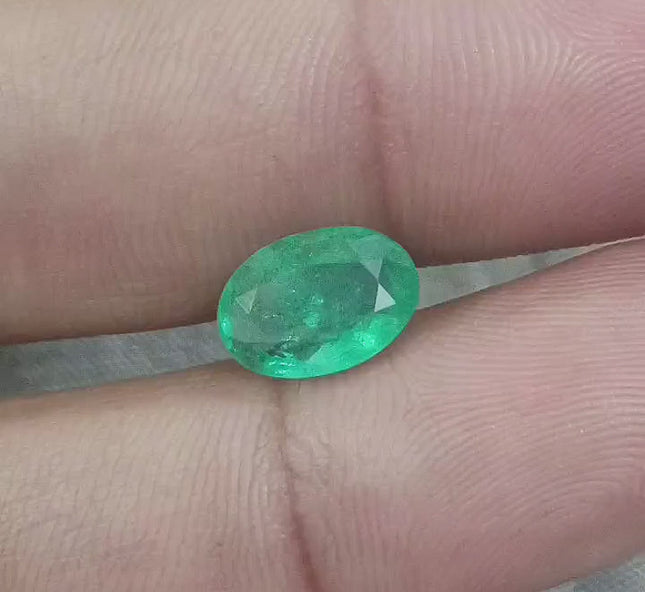 Russian Emerald 2.40ct Natural Certified Medium Light Green Oval Cut Loose Gemstone