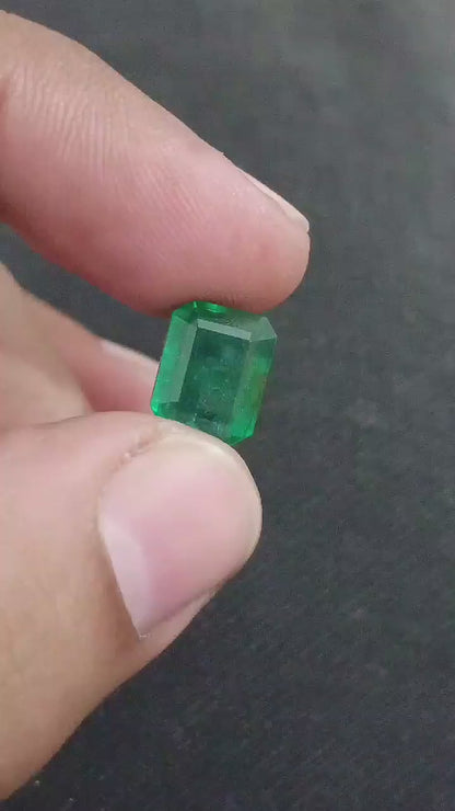 6.17ct Deep Green Zambian Emerald,100% Natural Gemstone