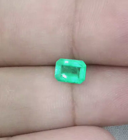 GSI Certified 1.12ct Colombian Emerald, 100% Natural Earth Mined Gemstone