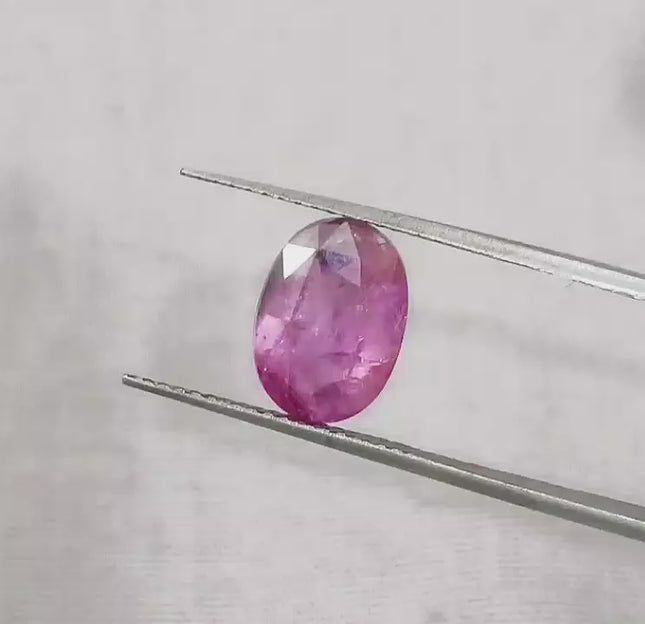 3.29ct Certified Natural Untreated Pinkish Purple Sapphire.