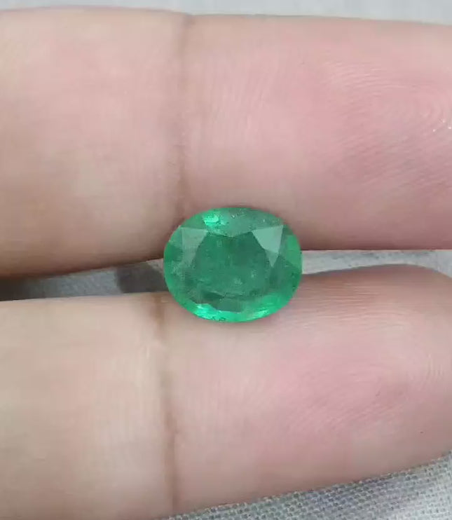 Zambian Emerald 2.99ct Natural Medium Deep Green Oval Cut Gemstone