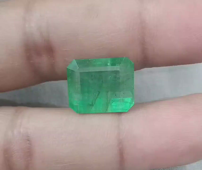 Swat Emerald 13.75 ct Natural Loose Gemstone Medium Light Green Octagon Cut