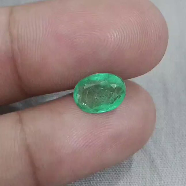 Zambian Emerald 2.67ct Certified Medium Light Green Oval Cut Loose Gemstone