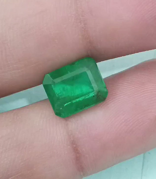 Zambian Emerald 4.25ct Natural Vivid Deep Green, GSI Certified, Transparent, Octagon Cut, Rare Gemstone