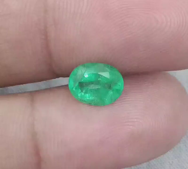 Natural Zambian Emerald 1.90ct Certified Medium Green Oval Cut Loose Gemstone