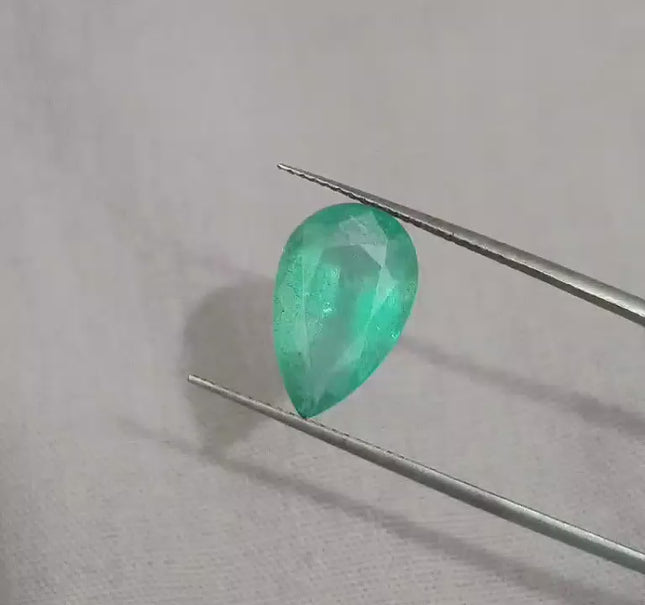 3.68ct Pastel Green Zambian Emerald, Natural Gemstone.
