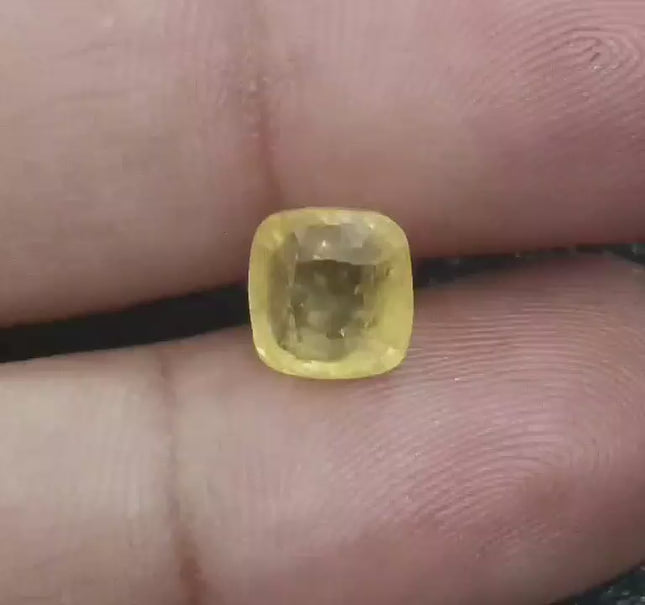 Yellow Sapphire 3.48ct Certified Natural Untreated Vivid Color Cushion Cut Loose Gemstone