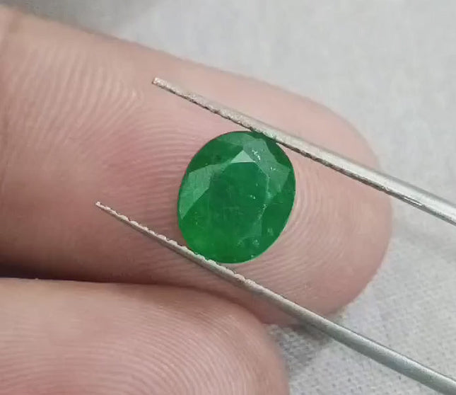 Natural Zambian Emerald 2.10ct Certified Deep Green Oval Cut Loose Gemstone