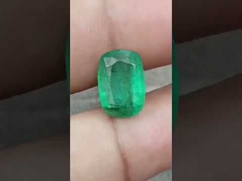 4.87ct Zambian Emerald, Deep Green Cushion Cut Loose Gemstone