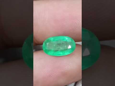 3.47ct Panjshir Emerald Natural GSI Certified Intense Green Oval Cut Loose Gemstone
