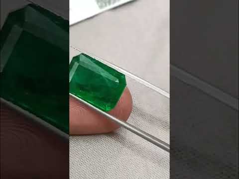 Huge Emerald Natural 11.10ct Certified Zambian Vivid Deep Green Octagon Cut Gemstone