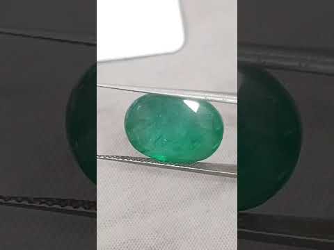 10.50ct Zambian Emerald, Deep Forest Green Oval Cut Natural Loose Gemstone.