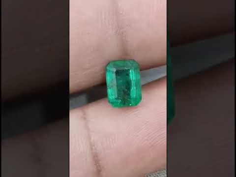 1.98ct Zambian Emerald, Vivid Deep Green Octagon Cut Certified Gemstone
