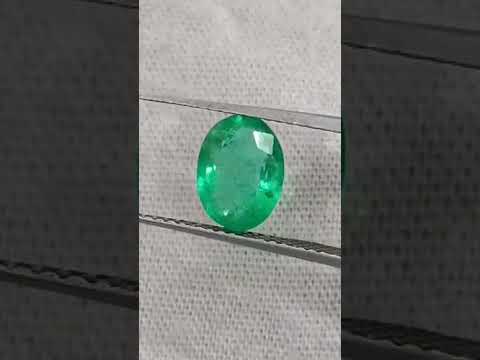 Quality Natural Zambian Emerald 1.24ct Spring Green Color Oval Cut Gemstone