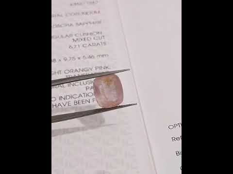 IGI Certified 6.71ct Untreated Natural Padparadscha Sapphire.