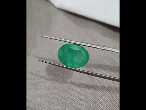 Zambian Emerald 2.74ct Natural Medium Green Oval Cut Loose Gemstone