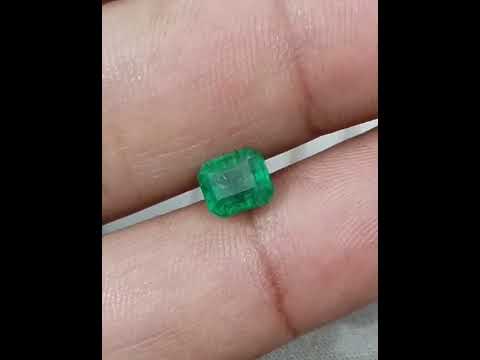 1.59ct Zambian Emerald, Certified Natural Deep Pure Green Octagon Cut Gemstone