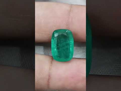 Big 9.75ct Zambian Emerald, Cushion cut Medium Deep Green Loose Gemstone.