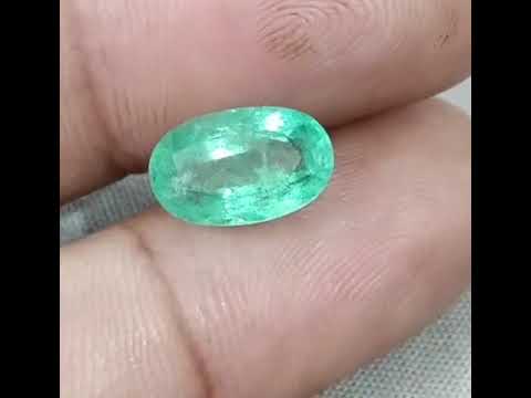 GSI Certified 3.11ct Pastel Green Zambian Emerald Natural Oval Cut Gemstone