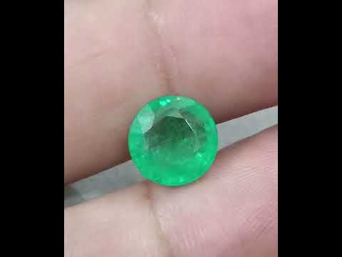 Zambian Emerald 3.28ct Natural Certified Round cut Medium Green Minor Oiled Gemstone