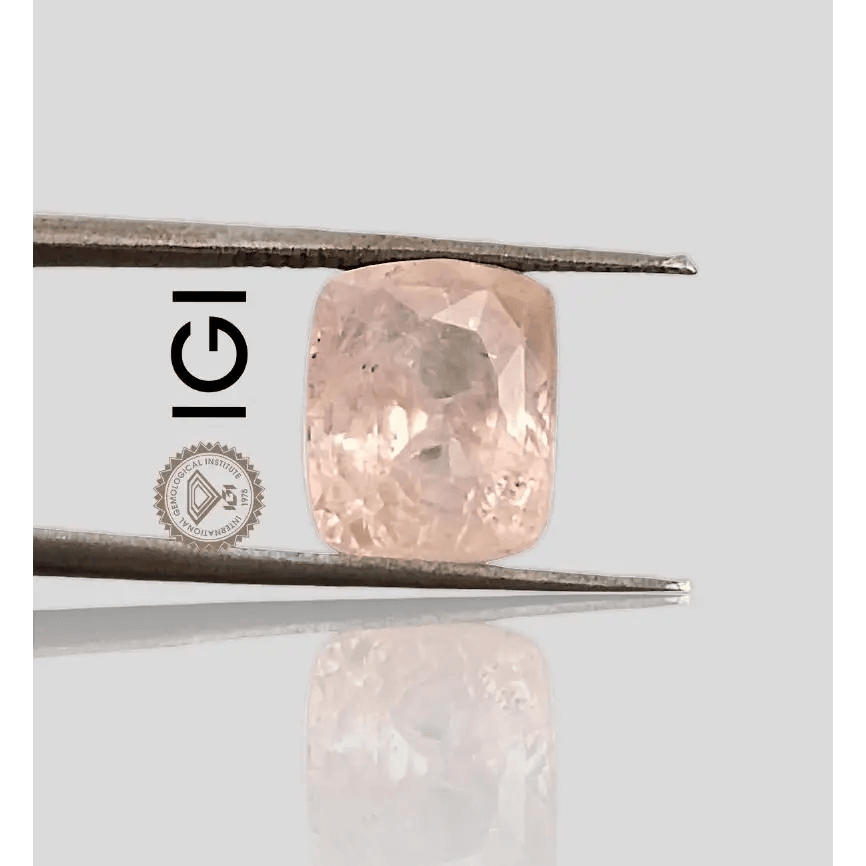 Rare Big Size! 7.08ct IGI Certified Padparadscha Cushion Cut Ceylon Sapphire, Natural Earth Mined untreated Gemstone - SMSGEMS 