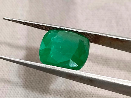 Zambian Emerald 2.87ct Natural Deep Pure Green Cushion Cut Loose Gemstone