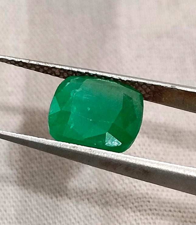 Zambian Emerald 2.87ct Natural Deep Pure Green Cushion Cut Loose Gemstone