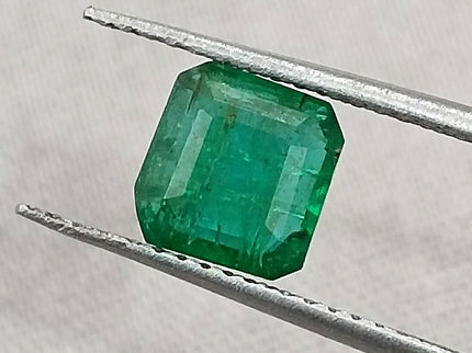Natural Zambian Emerald 1.25ct Certified Deep Vivid Green Octagon Cut Loose Gemstone