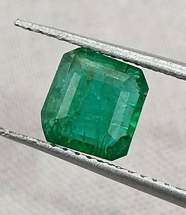 Natural Zambian Emerald 1.25ct Certified Deep Vivid Green Octagon Cut Loose Gemstone
