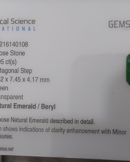 GSI Certified 2.05ct Medium Green Natural Zambian Emerald Minor Oiled Loose Gemstone