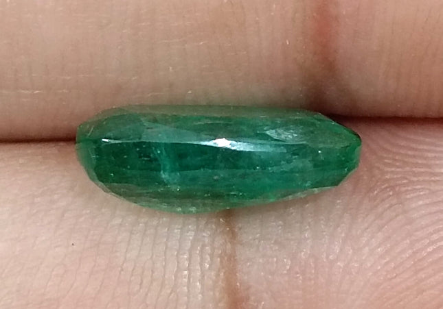 3.99ct Natural Zambian Emerald, Deep Green Cushion Cut Minor Oiled Loose Gemstone.