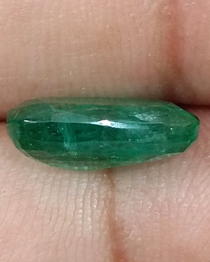 3.99ct Natural Zambian Emerald, Deep Green Cushion Cut Minor Oiled Loose Gemstone.