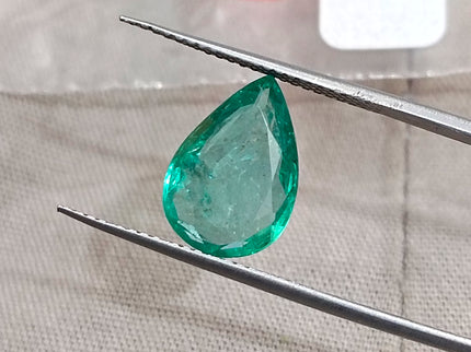 2.44ct Zambian Emerald Natural Medium Green Pear Cut SGL Certified Gemstone