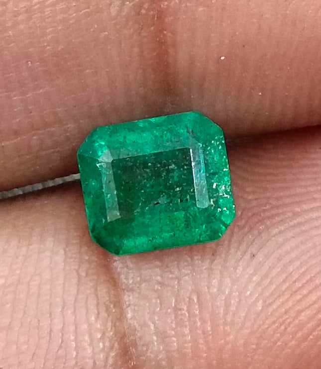 Zambian Emerald 1.57ct Medium Deep Spring Green Certified Octagon Cut Gemstone