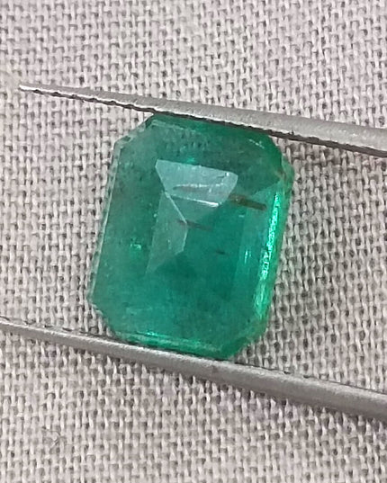 GSI Certified Deep Forest Green Natural Zambian Emerald Minor Oiled Loose Gemstone