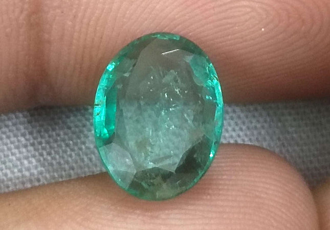 2.74ct GSI USA Certified Water Green Zambian Emerald Minor Oiled Loose Gemstone