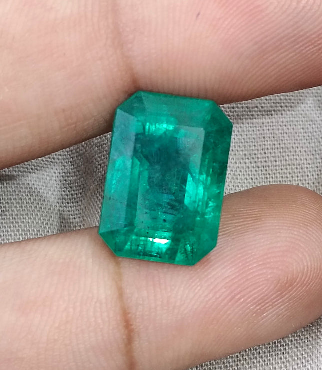 Natural Emerald 13.86ct Zambia Deep Green Octagon Cut Gemstone
