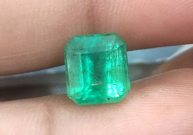 GSI Certified Medium Sea Green Zambian Emerald Minor Oiled Loose Gemstone