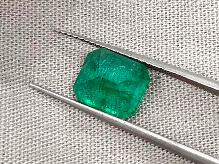Zambian Emerald 2.30ct Intense Spring Green Octagon Cut Loose Gemstone