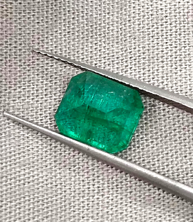 Zambian Emerald 2.30ct Intense Spring Green Octagon Cut Loose Gemstone