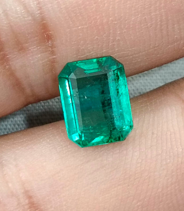 Zambian Emerald 3.52ct Certified Natural Bright Metal Green Octagon Cut Gemstone