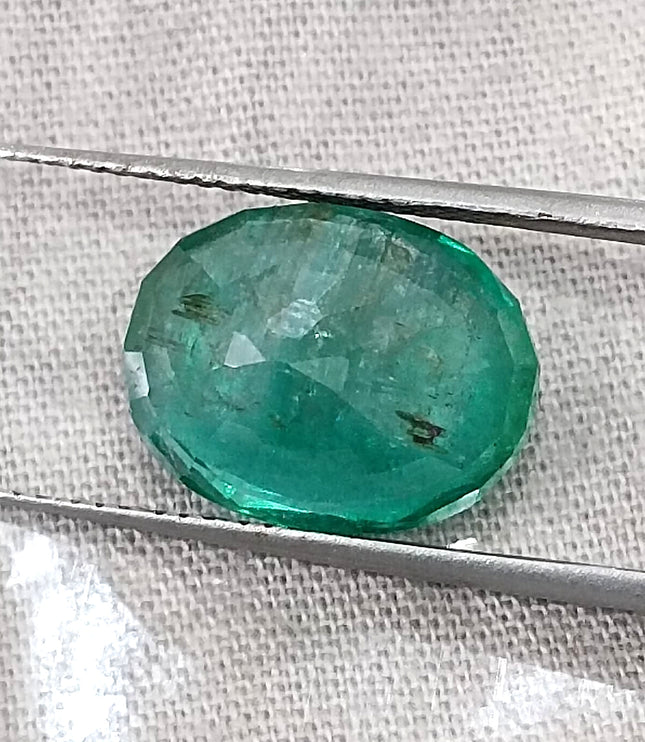 Natural Zambian Emerald 6.54ct Medium Deep Forest Green Oval Cut Big Size Gemstone