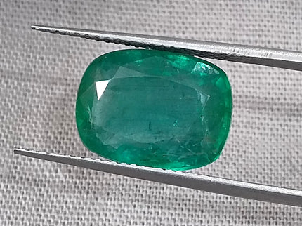5.35ct Emerald Natural Certified Deep Pure Green Cushion Cut Stone