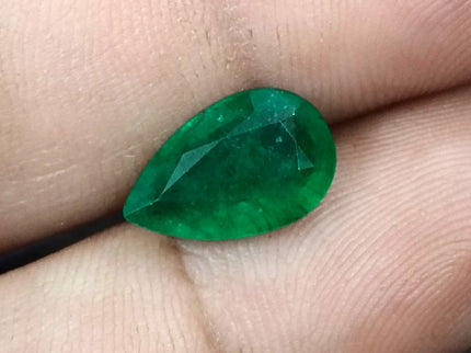 Zambian Emerald 3.05ct Natural Certified Deep Velvet Green Pear Cut Gemstone