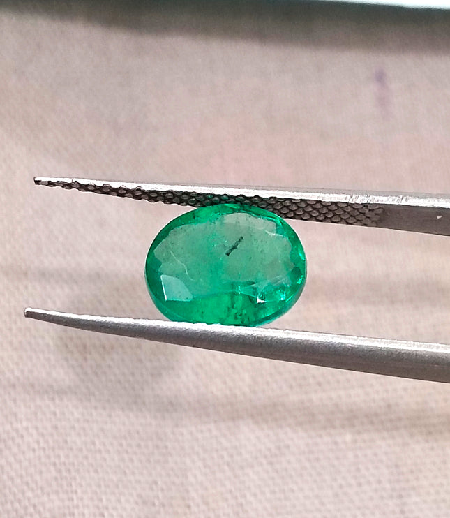 1.64ct Emerald Natural Zambia Vivid Medium Deep Green Oval Gemstone
