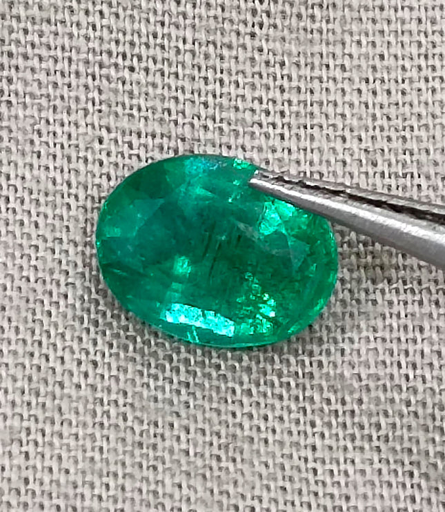 Zambian Emerald 1.92ct Certified Natural Deep Vibrant Green Oval Cut Loose Gemstone