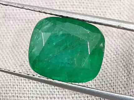 Zambian Emerald 4.12ct Certified Natural Medium Deep Green Cushion Cut Loose Stone