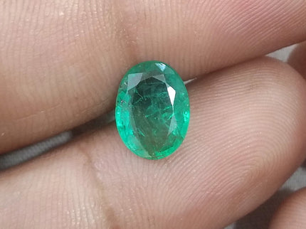 2.16ct Natural Zambian Emerald SGL Certified Medium Green Oval Cut Gemstone