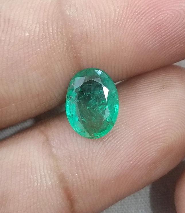 2.16ct Natural Zambian Emerald SGL Certified Medium Green Oval Cut Gemstone